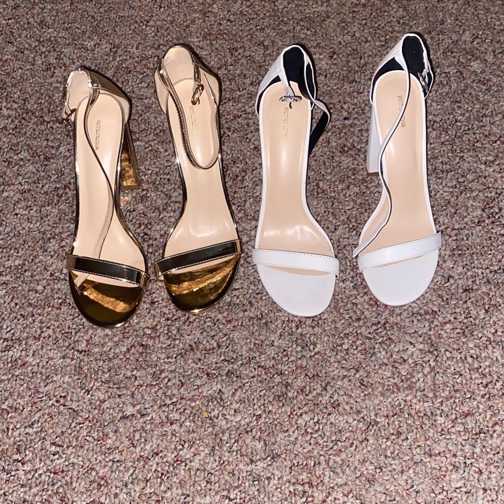 Elegant Gold + White Heels🦋